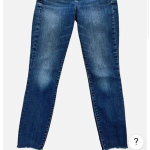 GAP Denim Women’s True Skinny exposed Button Fly Blue Jeans Open Raw Hem